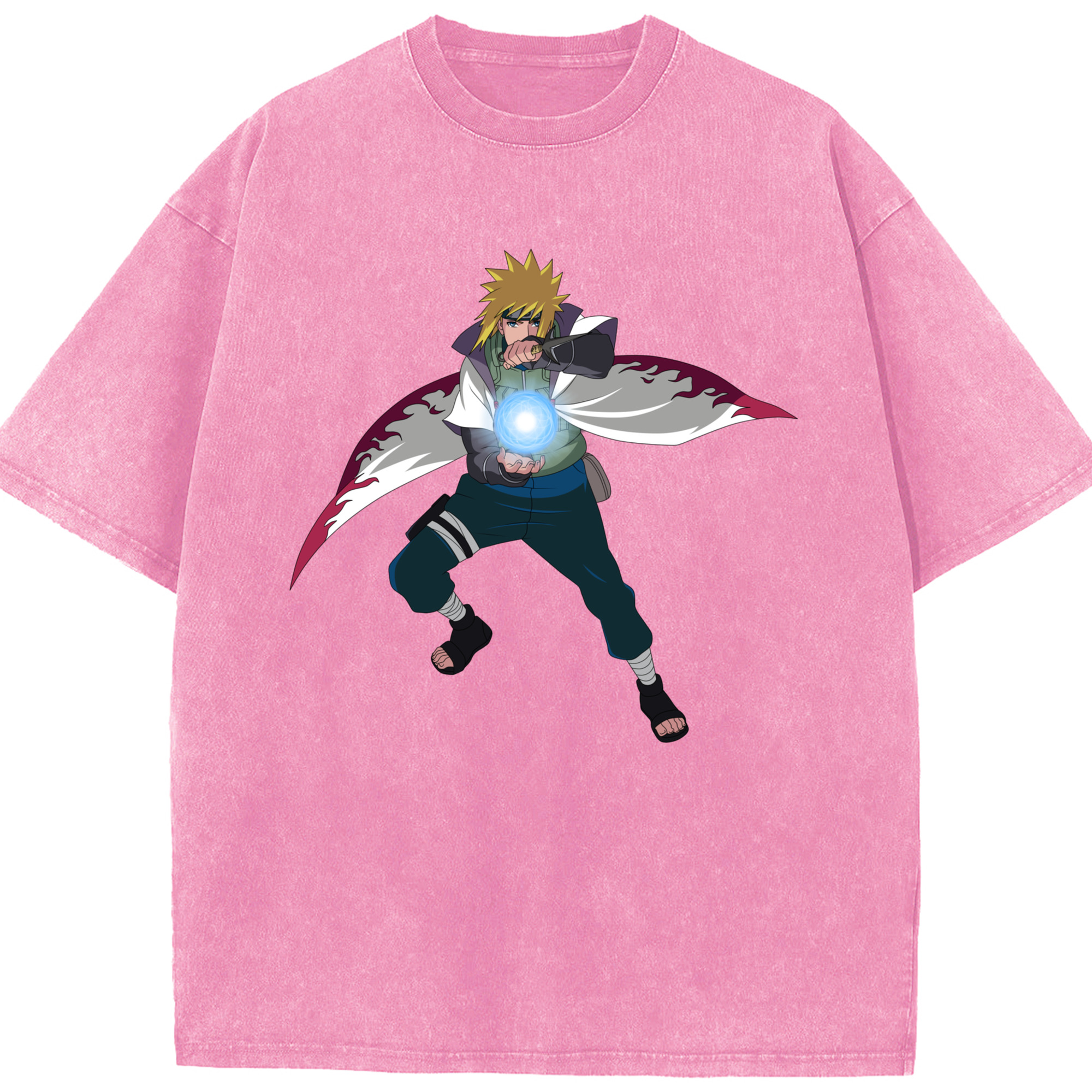 （画像用） NARUTO -ナルト- 波風 ミナト Namikaze Minato 綿100% ヴィンテージ風 半袖Tシャツ（フロントプリント）